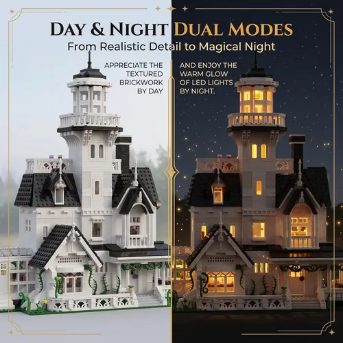 Vista 4 de Magic Owens House Building Set for Adults with LED Lights Horror Houses Blocks Toy, Compatible with Lego, Architecture Collectible Movie Model Kit