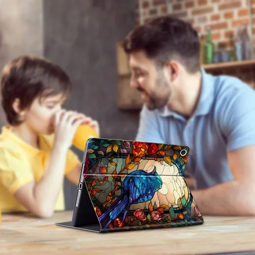 Vista 7 de Funda para tablet Kindle Fire 7 2019/2017 lanzamiento 9ª/7ª generación 7 pulgadas, ligera, protectora de piel sintética, cubierta inteligente