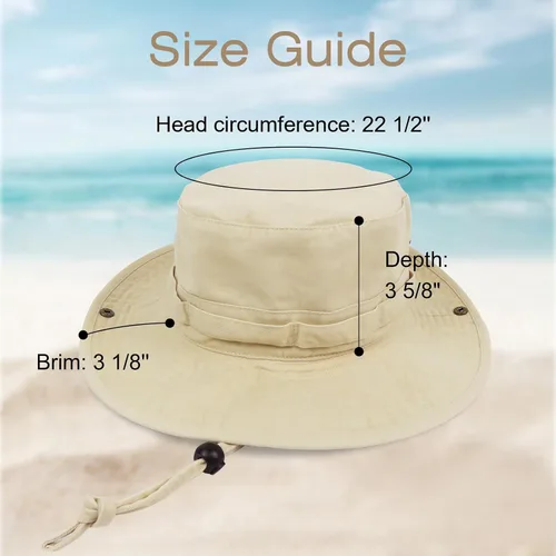 Vista 5 de Sombrero de pescador de ala ancha con protección UV, sombrero Boonie, sombreros de pesca, senderismo, safari, sombreros al aire libre para hombres