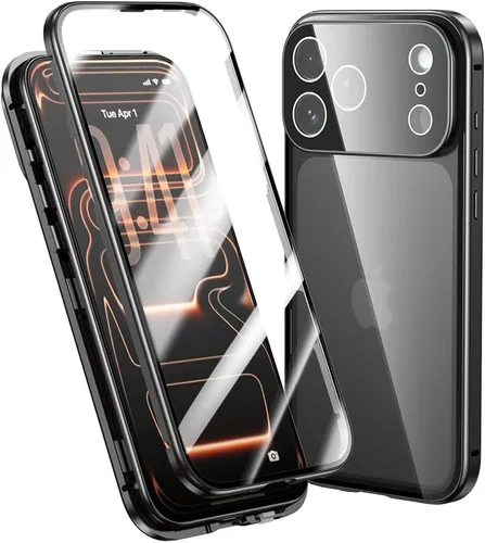 Vista 24 de Funda Henghui magnética con cierre compatible con iPhone 11, de vidrio, con protector de lente de cámara y protector de pantalla, cierre de Azul