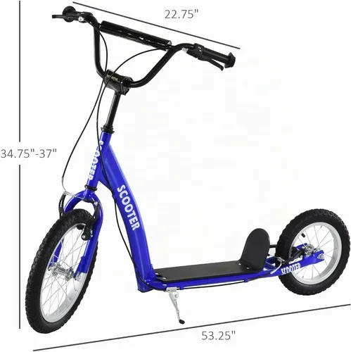 Vista 7 de Aosom Youth Scooter Kids 5+ Adjustable Handlebar 16" Front 12" Rear Kick Scooter, Dual Brakes, Inflatable Wheels