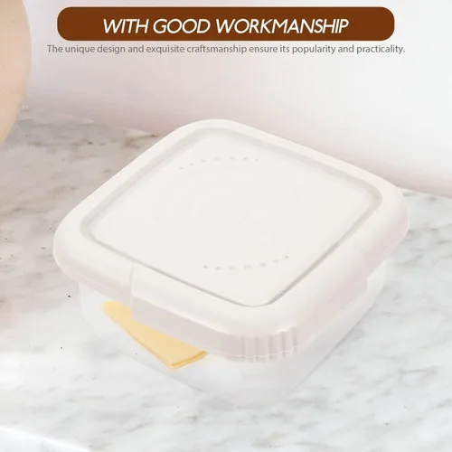Vista 7 de Cabilock Contenedores de almacenamiento de queso con tapa, soporte de rebanadas de plástico reutilizable, caja de queso hermética, contenedor