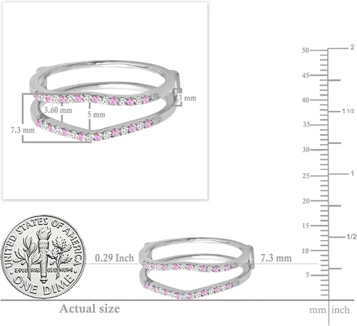 Vista 5 de Dazzlingrock Collection Anillo de protección redondo alternativo de zafiro rosa y diamante blanco para mujer en oro macizo de 10 quilates