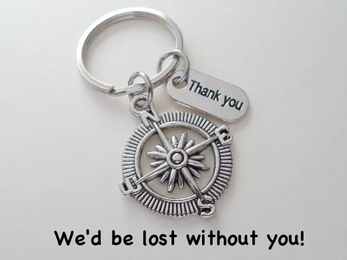 Vista 2 de Llavero con brújula de regalo con texto en inglés "We'd Be Lost Without You