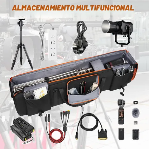 Vista 2 de Estuche de transporte para trípode, soporte de luz de trípode y bolsa de kit de iluminación para fotografía, bolsa de transporte grande