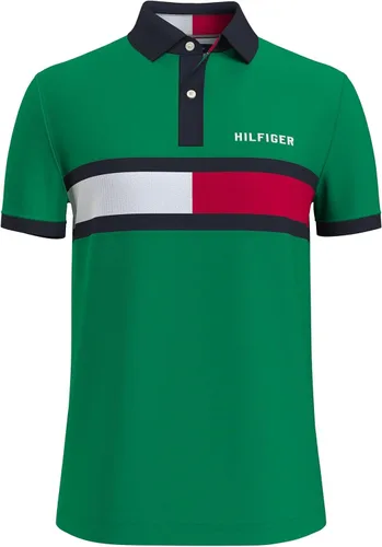 Vista 3 de Tommy Hilfiger Men's Short Sleeve Cotton Pique Flag Polo in Regular Fit
