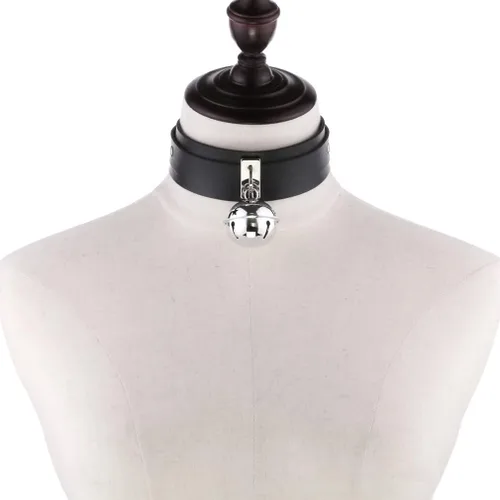 Vista 4 de FM FM42 Multicolor PU Simulated Leather Silvert-tone 4cm Large Bell Wide Collar Choker Necklace