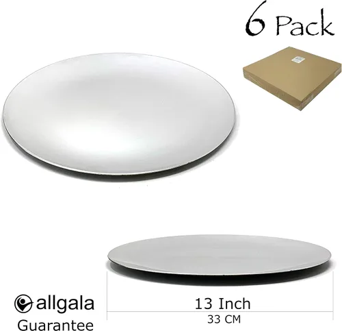 Vista 2 de allgala Paquete de 6 platos base redondos de gran calidad de 13 pulgadas - Plata cepillada - HD80322