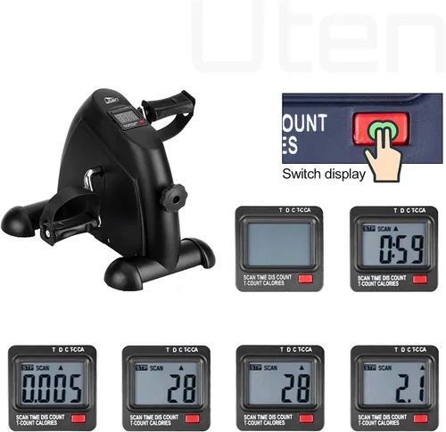 Vista 3 de Mini bicicleta de ejercicio, ejercitador de pedal de bicicleta Uten para debajo del escritorio, ejercitador de peddler