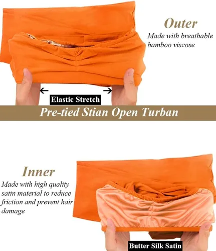 Vista 4 de Elegante turbante abierto con forro de satén para mujer, diademas de entrenamiento unisex antideslizantes deportivas para yoga, para viajes, fitness