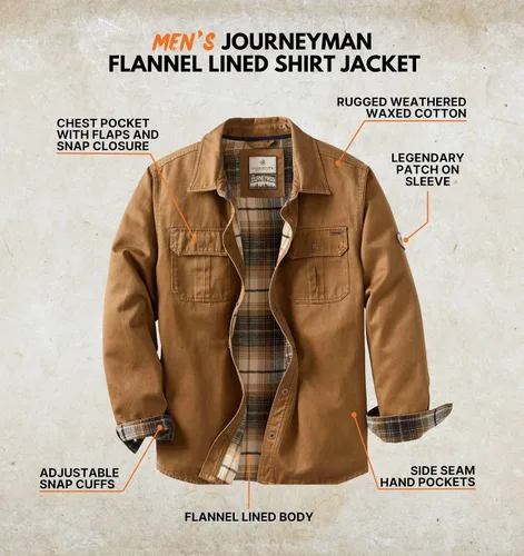 Vista 4 de Legendary Whitetails – Chaqueta de camisa de franela con forro para hombre, de algodón encerado resistente al agua Cebada