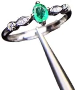 Vista 3 de Anillo de plata de esmeralda colombiana natural 1 ct
