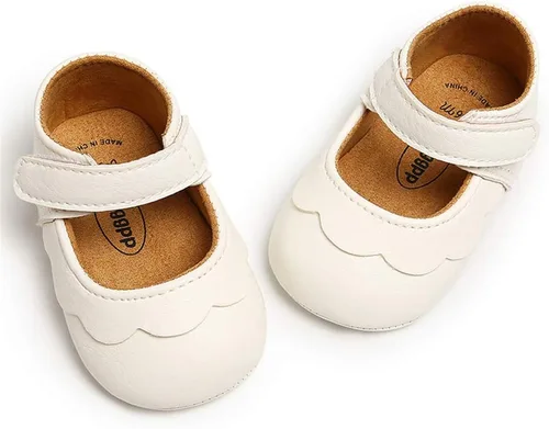 Vista 4 de LAFEGEN Zapatos planos Mary Jane para bebés y niñas con Bownot, suela suave, suela suave, piel sintética, recién nacidos, para primeros pasos
