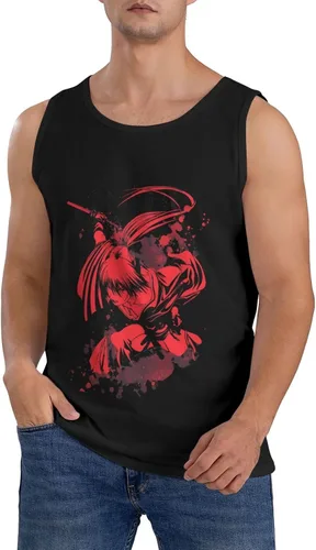 Vista 8 de Rurouni Kenshin - Camiseta sin mangas para hombre, camisetas sin mangas personalizadas para correr, entrenamiento, algodón, casual, color negro