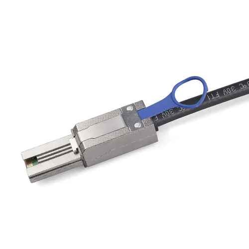 Vista 3 de ipolex QSFP (SFF-8436) a MiniSAS SFF-8088 DDR Hybrid SAS Cable para Netapp, Pasivo, Hasta 10 Gbps, 100 Ohm, 3.3 ft