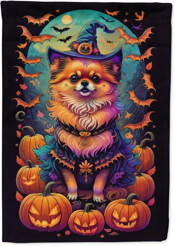 Vista 86 de Caroline's Treasures DAC1466GF - Bandera decorativa para jardín de Halloween de Affenpinscher Witchy para jardín, decoración para patio exterior
