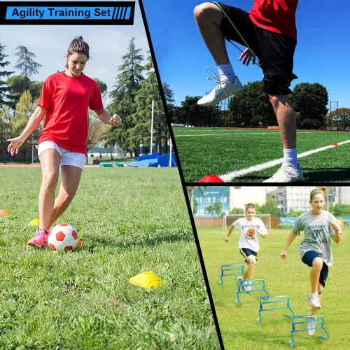 Vista 6 de HOTOOLME Conjunto de equipos de entrenamiento de agilidad, Equipo de entrenamiento de fútbol para niños,Equipo de entrenamiento de fútbol,Equipo