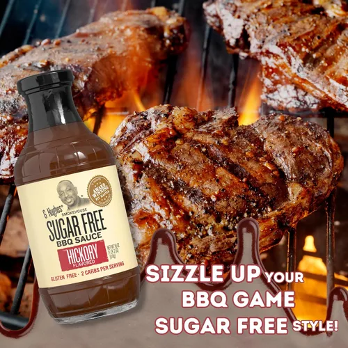 Vista 4 de Salsa barbacoa G Hughes Smokehouse sin azúcar, en botella de vidrio de 18 oz (paquete de 3)