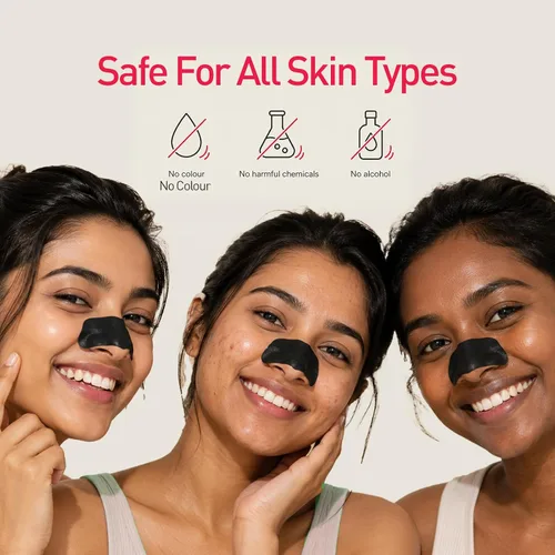 Vista 3 de Sirona Tiras de nariz de carbón de bambú para mujer, paquete de 8, eliminación instantánea e indolora de puntos blancos, puntos negros, limpiador
