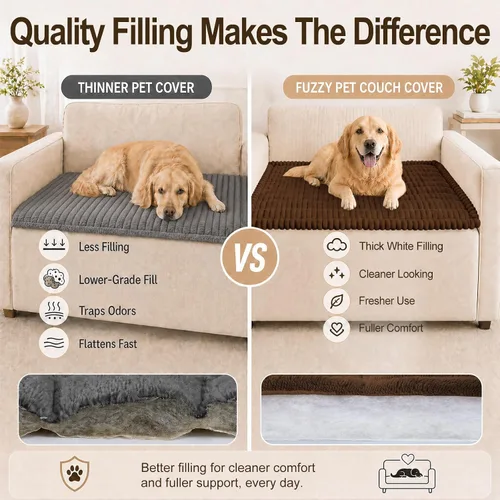 Vista 6 de decorUhome Funda de sofá para perros, funda antideslizante y mullida para sofá, para asiento, respaldo y reposabrazos, protector de sofá suave