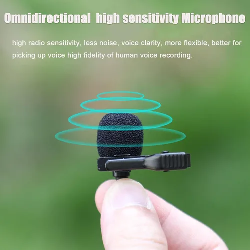 Vista 4 de Micrófono Lavalier compatible con DJI Osmo Pocket 3/Action 4/3/2 Accesorios de cámara Micrófono de solapa omnidireccional de mano con clip