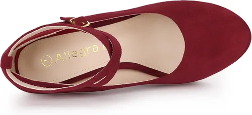 Vista 5 de Allegra K Zapatos Mary Jane de tacón de aguja con correa cruzada para mujer