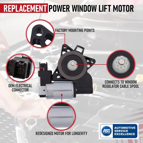 Vista 4 de Motor Elevalunas Eléctrico Delantero Izquierdo - Compatible con Mazda - 3, 5, 6, 3 Sport, CX-7, CX-9, RX-8 - Reemplaza G22C5958XC, GJ6A5958XF