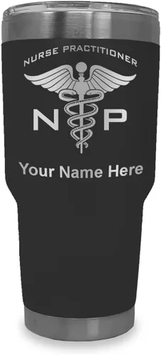 Vista 32 de LaserGram NP Nurse Practioner - Vaso aislado al vacío de 20 onzas, grabado personalizado incluido (negro)