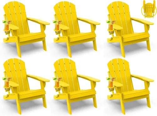 Vista 29 de GREENVINES Silla Plegable Adirondack Plástico HDPE Sillas para Fogata Todo Tiempo Portavasos Ártico para Terraza Patio Trasero Patio