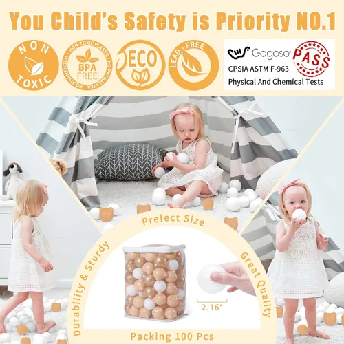 Vista 2 de GOGOSO Bear Ball Pit Balls Shapes BPA Free Plastic Play Balls Crush Proof Kids Toddlers Baby Pastel Pelotas Toy Shaped Giant Friendship Bracelet