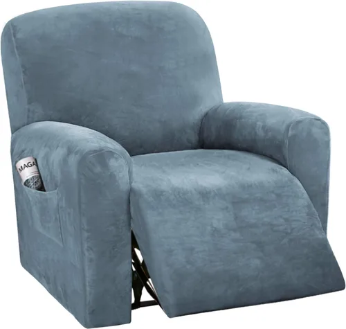 Vista 24 de H.VERSAILTEX Fundas elásticas de terciopelo para sillón reclinable, 6 piezas, fundas para loveseat reclinable de 2 cojines, fundas para sofá