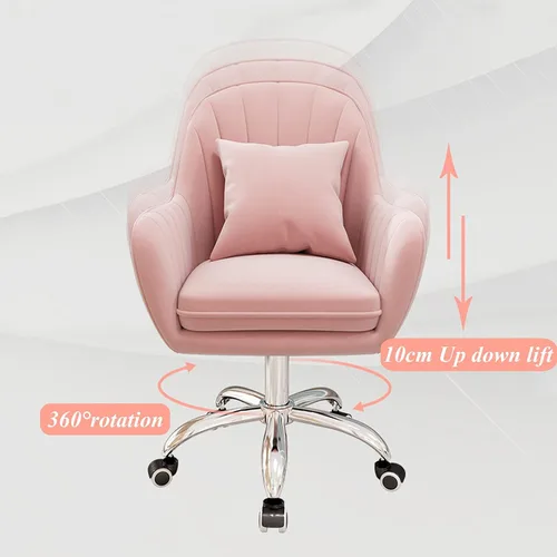 Vista 4 de Silla giratoria de 360° para computadora, silla de oficina en casa, ergonómica, respaldo medio, ajustable, silla de escritorio para el hogar