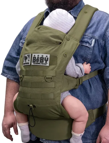 Vista 10 de Portabebés ergonómico con soporte lumbar para bebés y niños pequeños (8-33 libras), acogedor y ligero portabebés militar para padres grandes y Negro