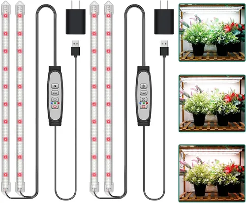 Vista 8 de Tiras de luz de cultivo de 2 barras para plantas de interior, luces de plantas de espectro completo de 16 pulgadas, luces de crecimiento similares