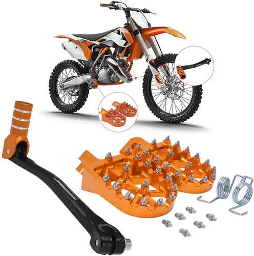 Vista 8 de JFG RACING Palanca de cambios plegable para motocicleta + estriberas para moto de cross CNC universal para 50cc - 125cc CRF CR XR RM KX KLX YZ TTR