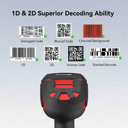 Vista 3 de Escáner de código de barras industrial, simbologías 1D 2D, sensor de escaneo de obturador global, conectividad inalámbrica y Bluetooth de 433 MHz