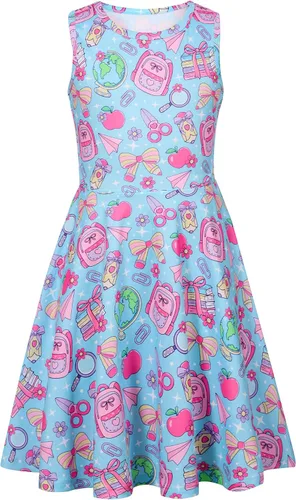 Vista 27 de BFUSTYLE - Vestido de verano sin mangas con estampado floral para niñas de 4 a 15 años Regreso a la escuela 01