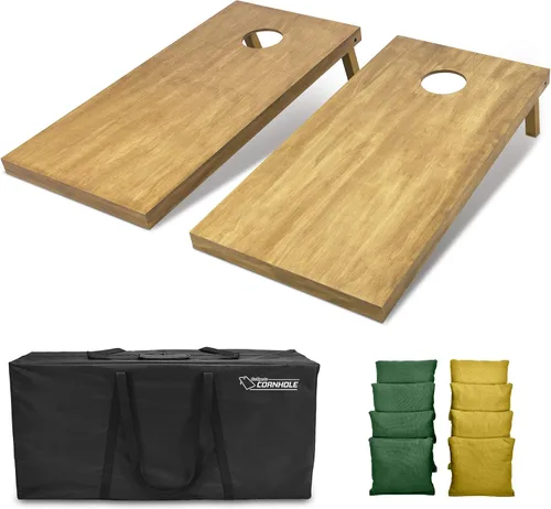 Vista 15 de GoSports 4 ft x 2 ft Regulation Size Wooden Cornhole Boards Set with Light Brown Finish - Includes Carrying Case and Bean Bags Negro- gris