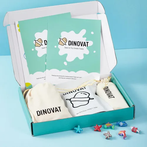 Vista 4 de DINOVAT Kit de cerámica de arcilla seca al aire para adultos, el kit de manualidades incluye: 500 garcilla, 13 bolígrafos de pintura acrílica, molde