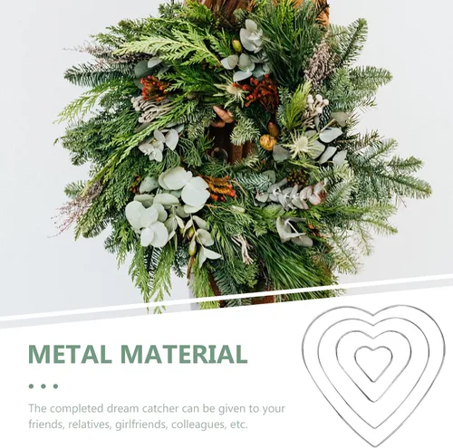 Vista 8 de Cabilock 16 aros de hierro para manualidades, anillos de metal atrapasueños con forma de estrella, corazón y luna, anillos de macramé, aros