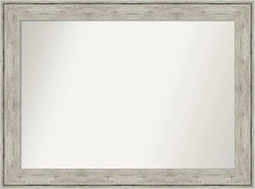 Vista 411 de Amanti Art Espejo de baño plateado para sobre el fregadero, 28 x 37 pulgadas, elegante espejo rectangular de peltre cepillado, marco de madera