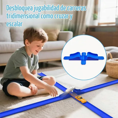 Vista 5 de Conectores de pista de carreras de forma cruzada con rampa compatibles con Piezas constructoras de pistas, pista de salto