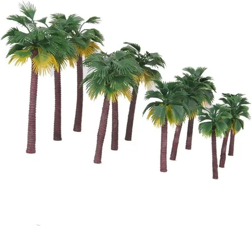 Vista 5 de WINOMO 12 unidades Árbol artificial de plástico, palmeras, bosque, Diorama Paisaje.