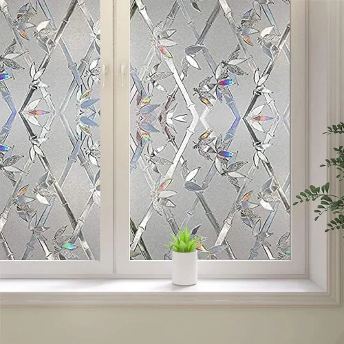 Vista 8 de Película de privacidad para ventana, película 3D de vitrales, calcomanías decorativas de vinilo para ventana, película de adherencia estática,