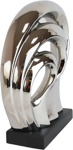 Vista 4 de Ebros Gift Plata plateada cerámica abstracta arte contemporáneo moderno 3 caras unidad familiar estatuilla decoración del hogar escultura como museo