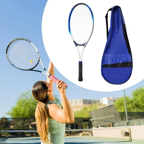 Vista 2 de Raqueta de tenis portátil resistente a los golpes con bolsa de transporte para parque, mujeres, hombres, principiantes, adultos, jugadores