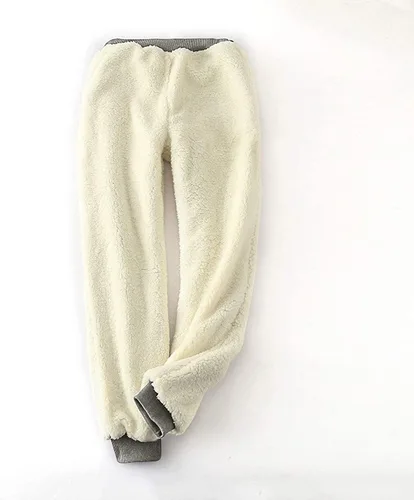 Vista 4 de Pantalones deportivos cálidos con forro de sherpa para mujer, pantalones deportivos de forro polar grueso, pantalones de yoga casuales con bolsillos