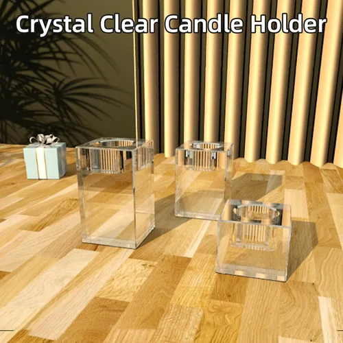 Vista 6 de Juego de 3 candelabros orgánicos transparentes – Centros de mesa de velas modernos para mesa de comedor, sala de estar y decoración de chimenea