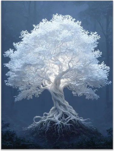 Vista 31 de VOCBAN Modern Artwork Colourful Tree Of Life Wall Art Canvas Picture Print Painting Botanical Artwork for Bathroom Living Room Bedroom(blue blue 80