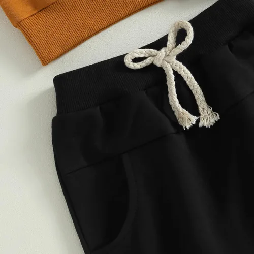 Vista 5 de pengnight Conjunto de 2 piezas de sudadera con estampado de flores de calabaza y manga larga para Halloween